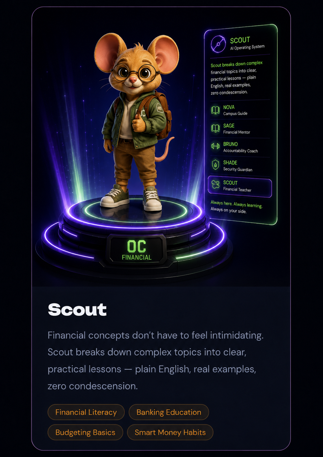 Scout OC Financial companion card
