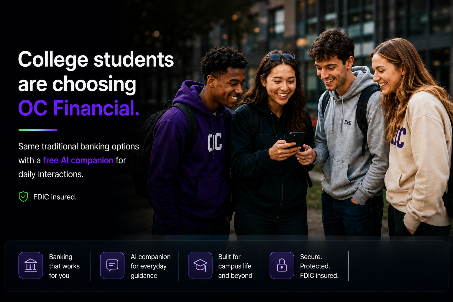 College students choosing OC Financial